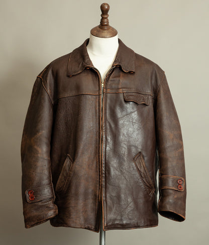 1950s French Leather Industrial Workwear Jacket