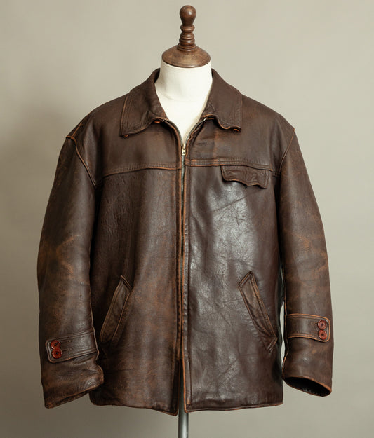 1950s French Leather Industrial Workwear Jacket