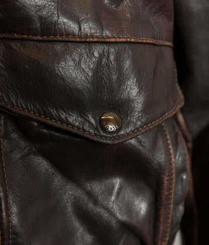 Vintage Schott 184SM A-2 Naked Cowhide Leather Flight Jacket Made in USA