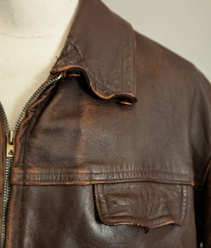 1950s French Leather Industrial Workwear Jacket