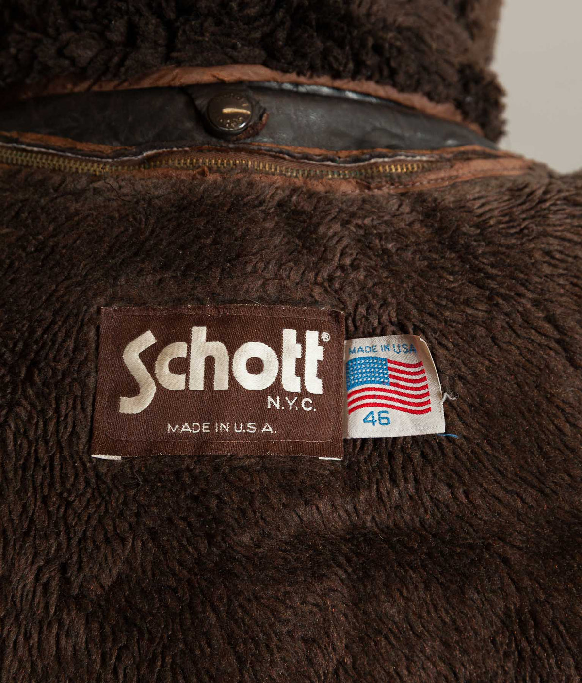 Vintage Schott 184SM A-2 Naked Cowhide Leather Flight Jacket Made in USA