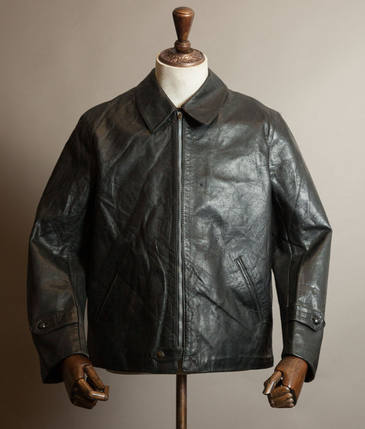 Vintage 1973 Italian Police Goatskin Leather Motorcycle Jacket Riri Zip