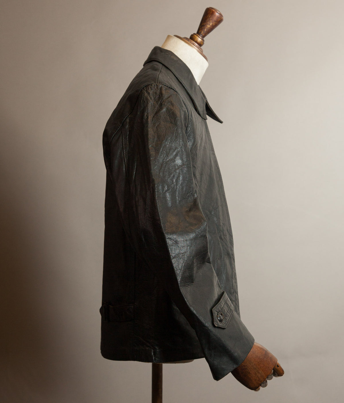 Vintage 1973 Italian Police Goatskin Leather Motorcycle Jacket Riri Zip