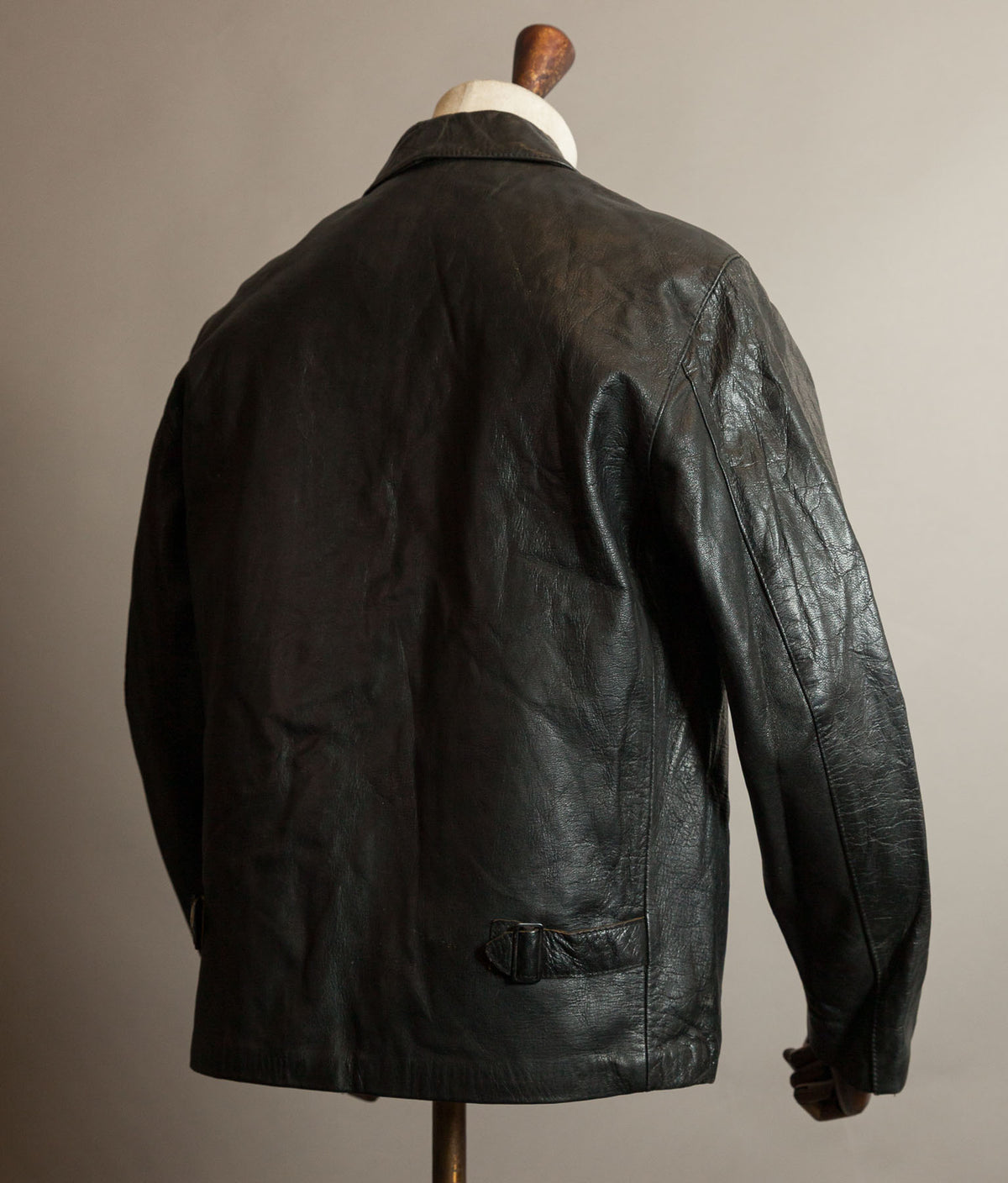 Vintage 1973 Italian Police Goatskin Leather Motorcycle Jacket Riri Zip
