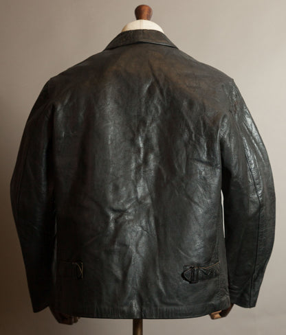 Vintage 1973 Italian Police Goatskin Leather Motorcycle Jacket Riri Zip
