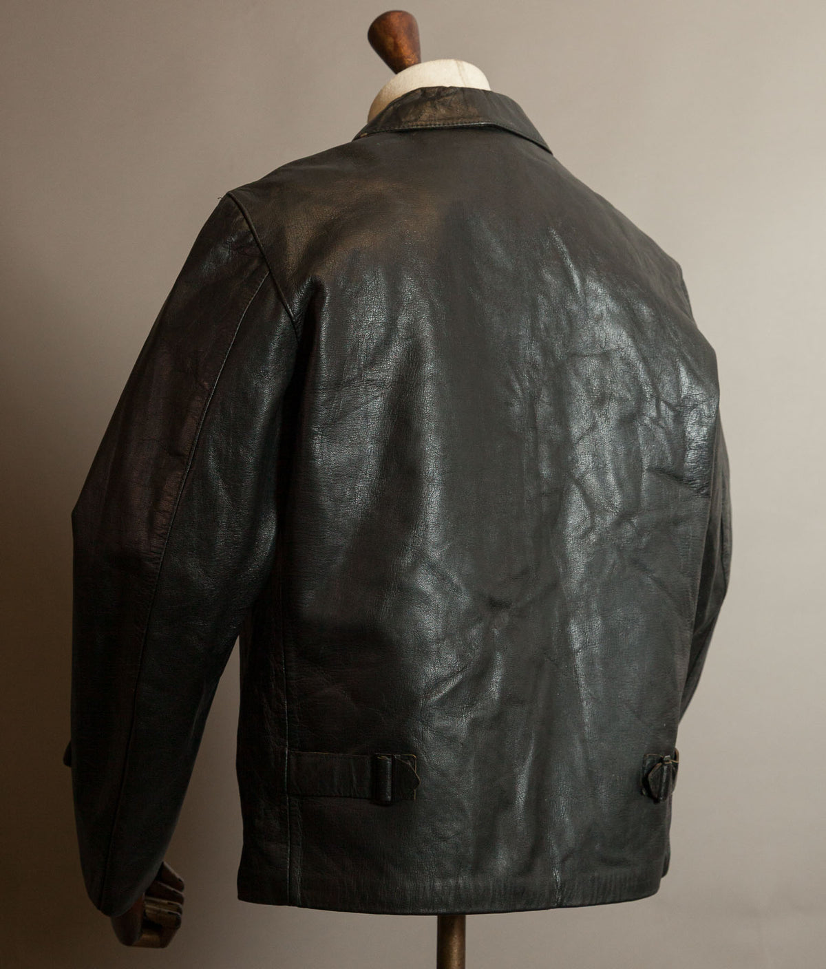 Vintage 1973 Italian Police Goatskin Leather Motorcycle Jacket Riri Zip