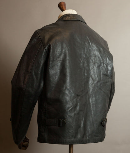Vintage 1973 Italian Police Goatskin Leather Motorcycle Jacket Riri Zip