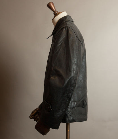 Vintage 1973 Italian Police Goatskin Leather Motorcycle Jacket Riri Zip