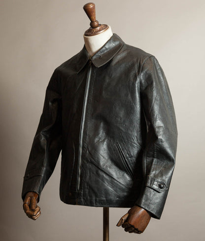 Vintage 1973 Italian Police Goatskin Leather Motorcycle Jacket Riri Zip