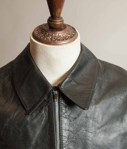 Vintage 1973 Italian Police Goatskin Leather Motorcycle Jacket Riri Zip