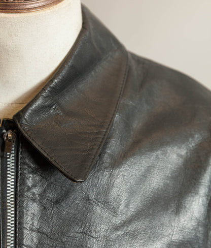 Vintage 1973 Italian Police Goatskin Leather Motorcycle Jacket Riri Zip