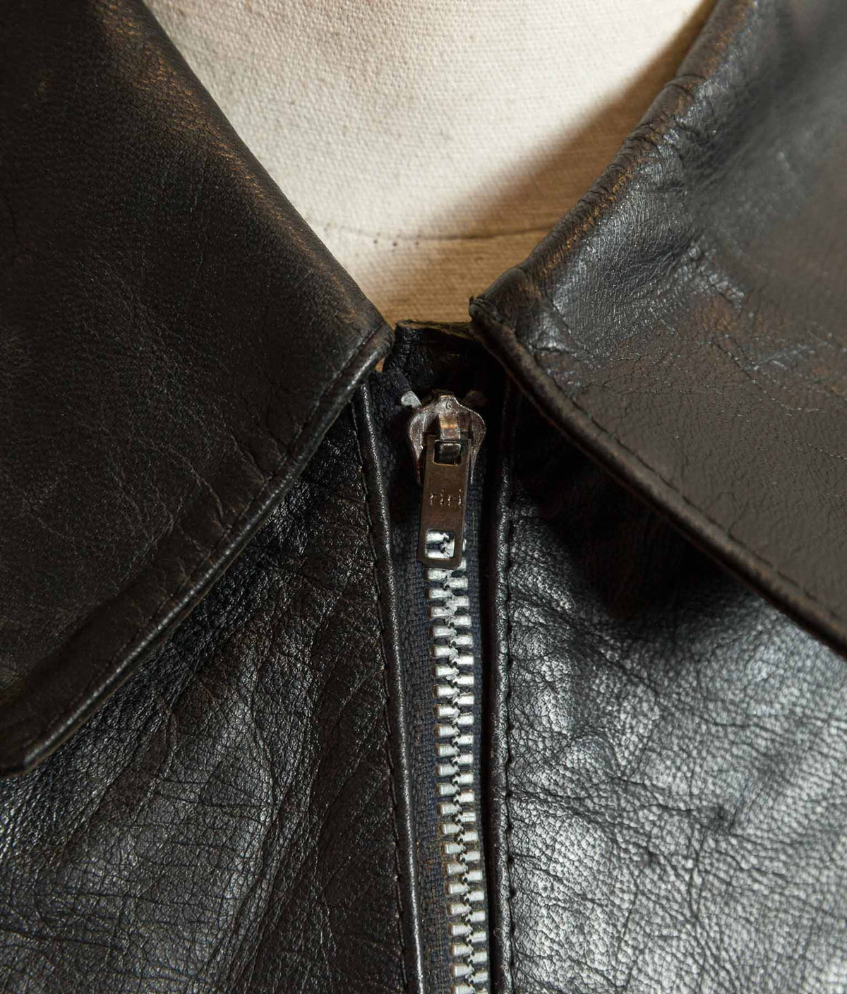 Vintage 1973 Italian Police Goatskin Leather Motorcycle Jacket Riri Zip