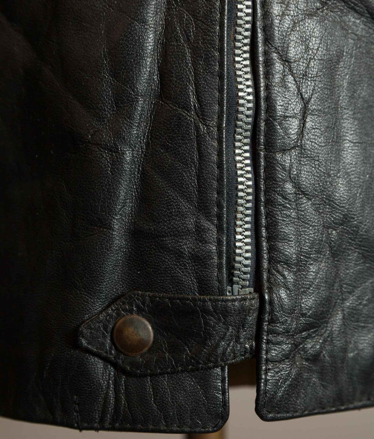Vintage 1973 Italian Police Goatskin Leather Motorcycle Jacket Riri Zip