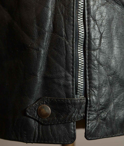 Vintage 1973 Italian Police Goatskin Leather Motorcycle Jacket Riri Zip