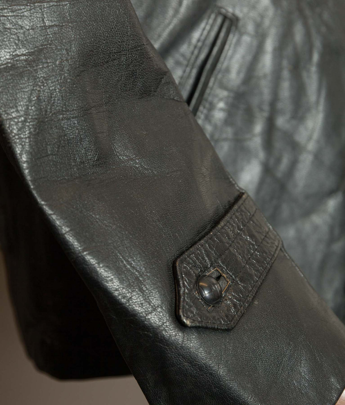 Vintage 1973 Italian Police Goatskin Leather Motorcycle Jacket Riri Zip