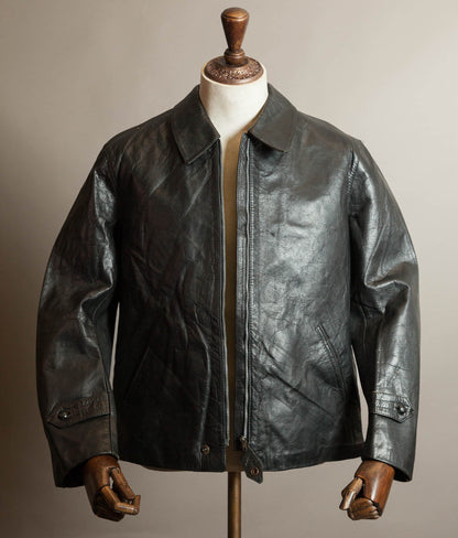 Vintage 1973 Italian Police Goatskin Leather Motorcycle Jacket Riri Zip