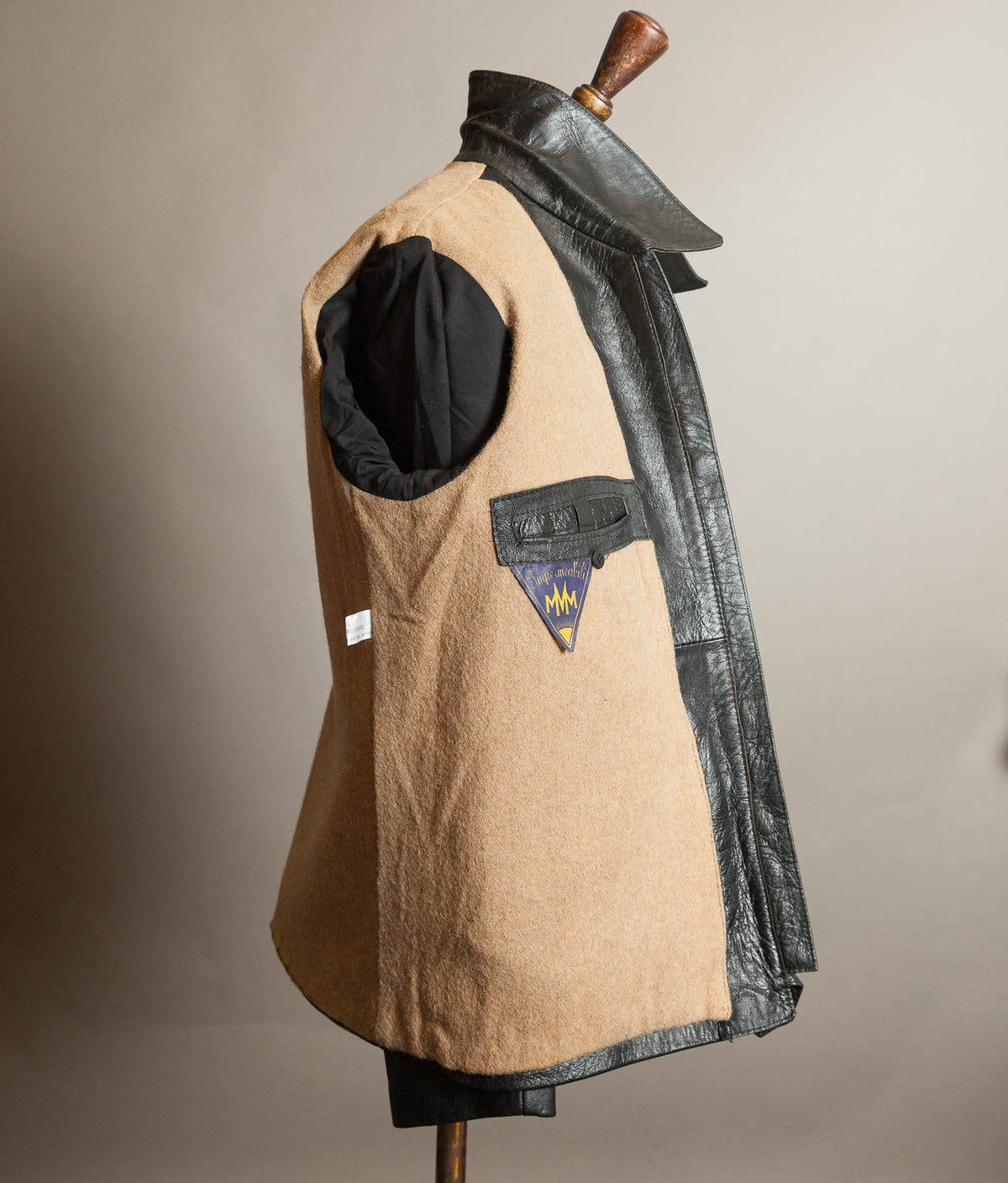 Vintage 1973 Italian Police Goatskin Leather Motorcycle Jacket Riri Zip