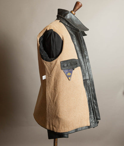 Vintage 1973 Italian Police Goatskin Leather Motorcycle Jacket Riri Zip