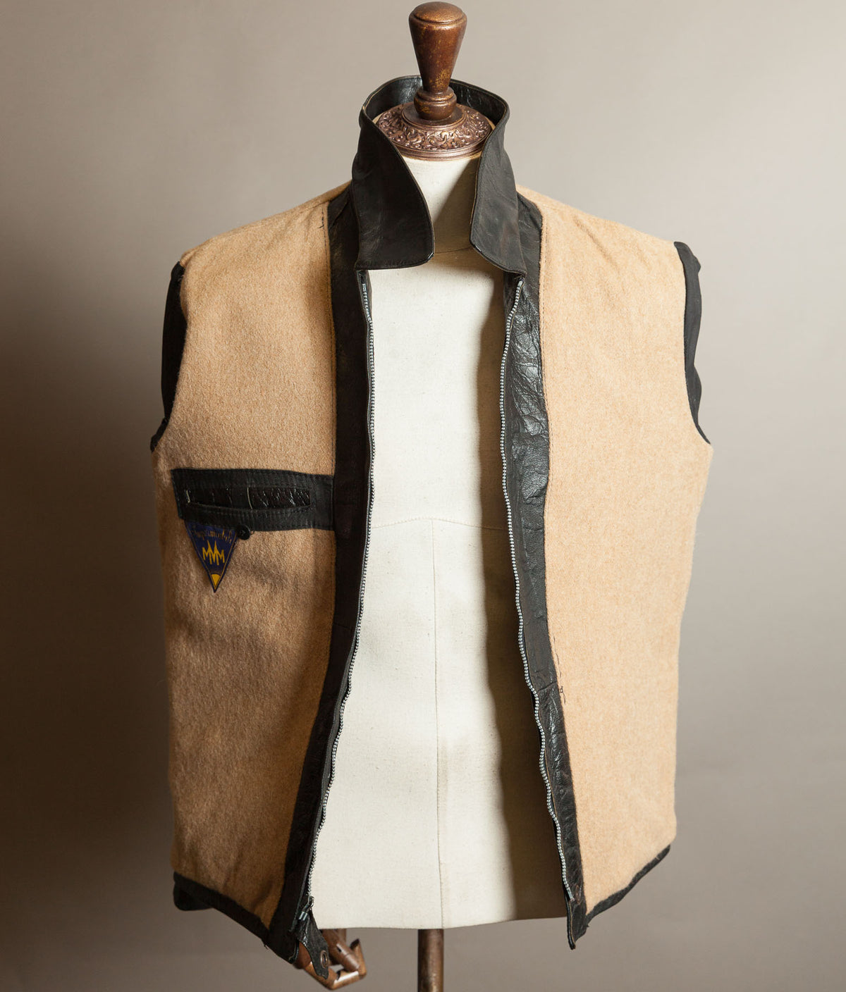 Vintage 1973 Italian Police Goatskin Leather Motorcycle Jacket Riri Zip