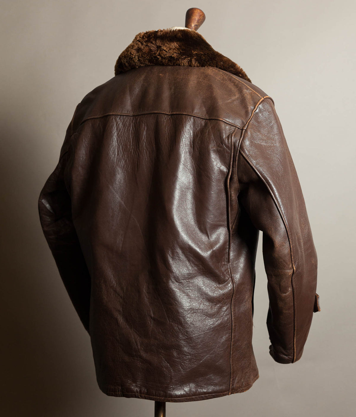 Original 1950s French Leather Work Jacket Wool Lined Vitex Zips
