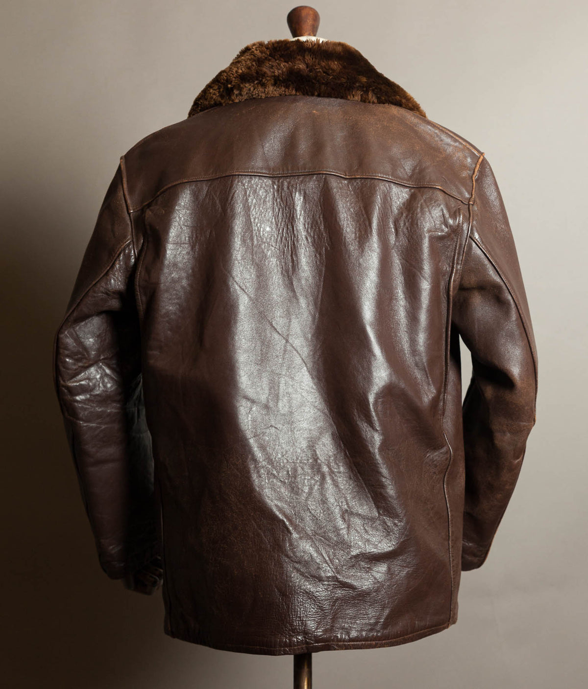 Original 1950s French Leather Work Jacket Wool Lined Vitex Zips