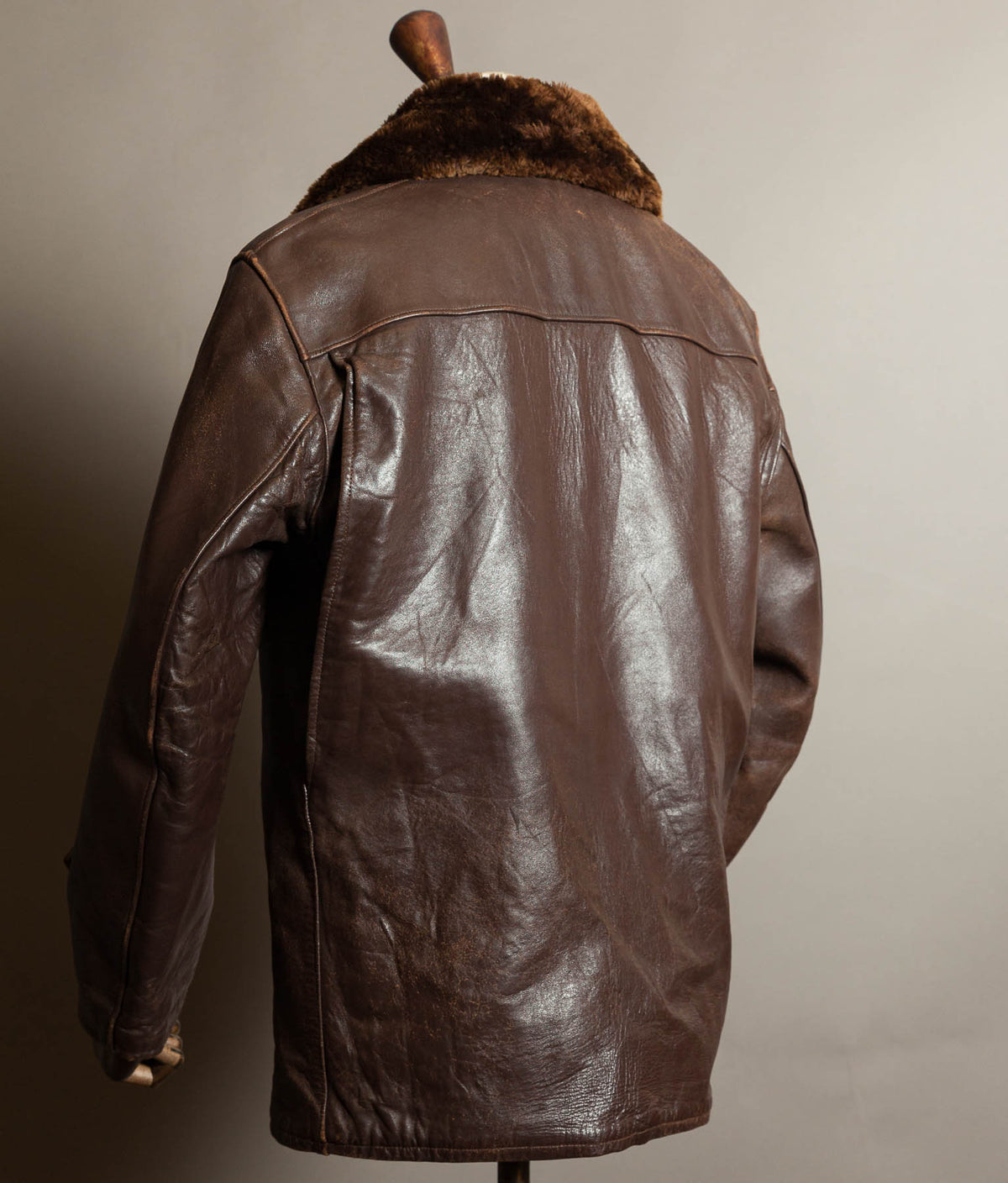 Original 1950s French Leather Work Jacket Wool Lined Vitex Zips