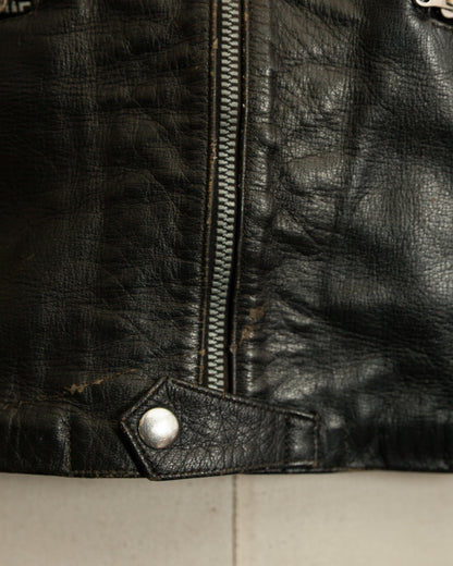 1950s Italian Police Motorcycle Jacket Goatskin Leather Riri Zippers