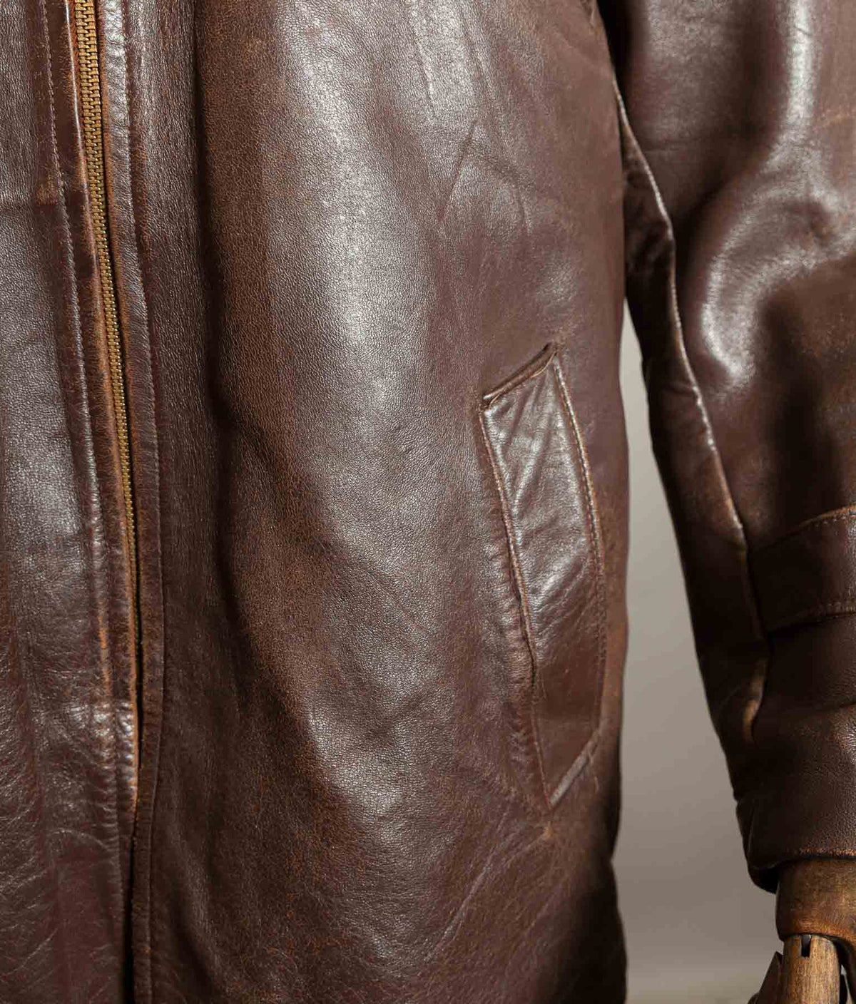 Original 1950s French Leather Work Jacket Wool Lined Vitex Zips