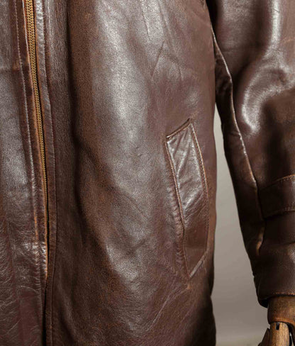Original 1950s French Leather Work Jacket Wool Lined Vitex Zips