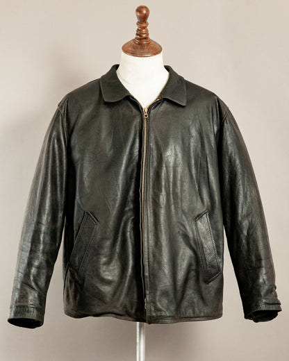 Vintage 1940s German Leather Motorcycle Jacket- XL (46)