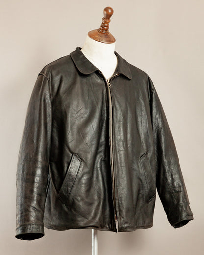 Vintage 1940s German Leather Motorcycle Jacket- XL (46)