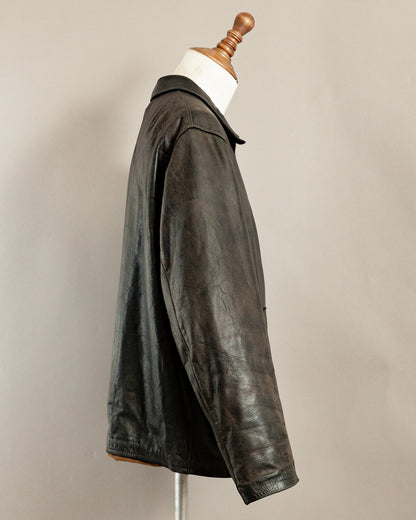 Vintage 1940s German Leather Motorcycle Jacket- XL (46)