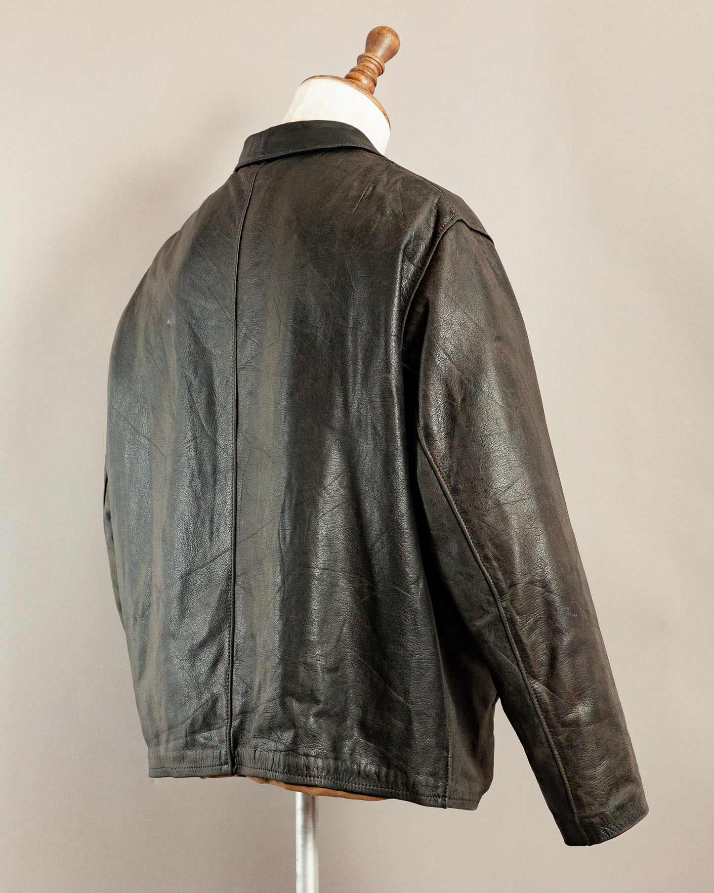 Vintage 1940s German Leather Motorcycle Jacket- XL (46)