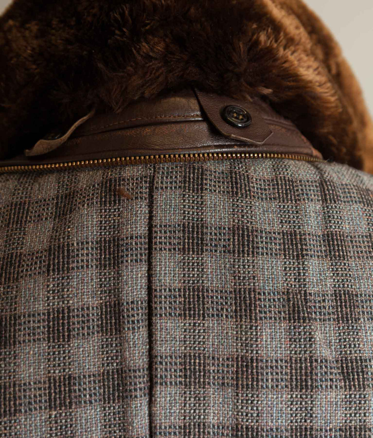 Original 1950s French Leather Work Jacket Wool Lined Vitex Zips