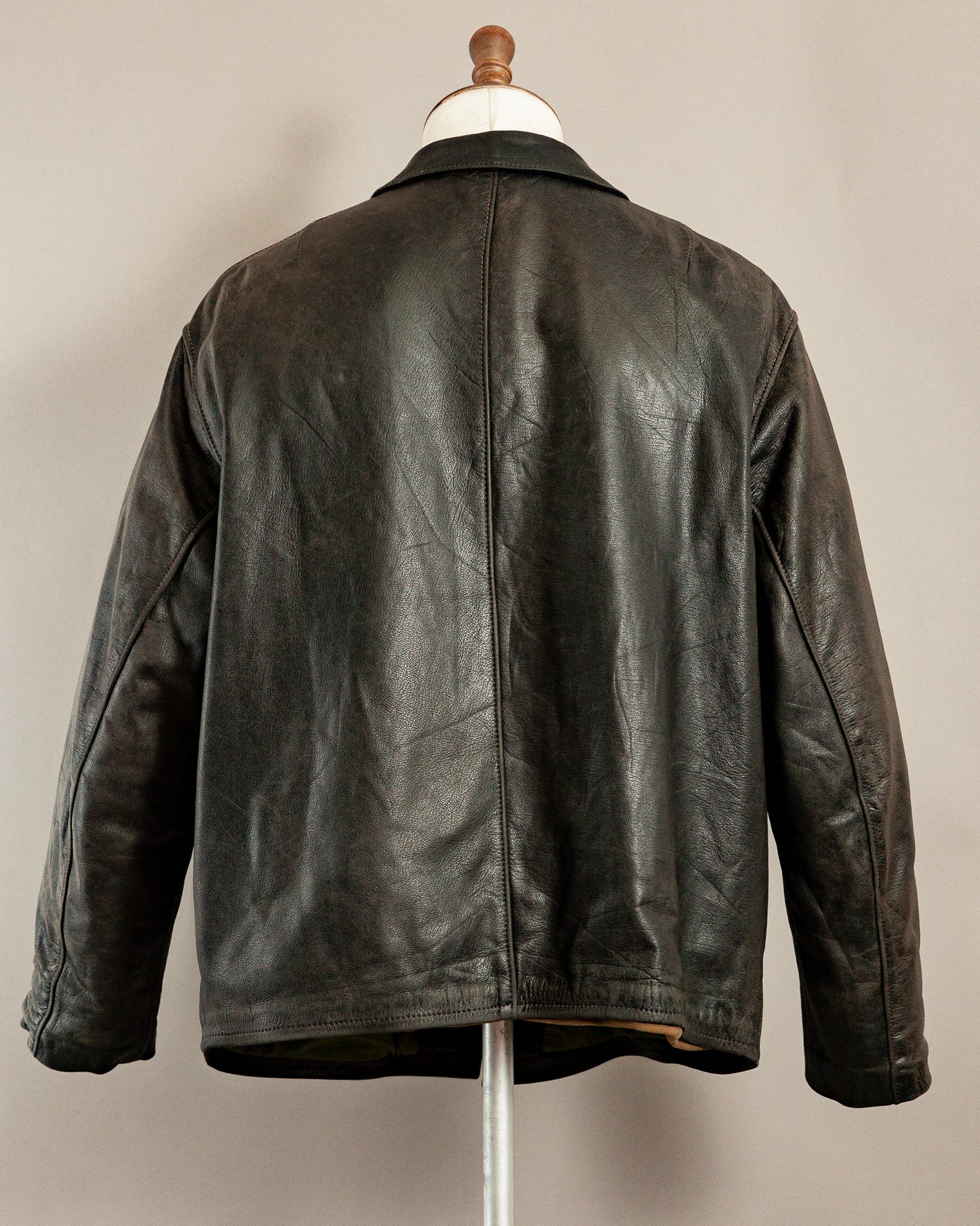 Vintage 1940s German Leather Motorcycle Jacket- XL (46)