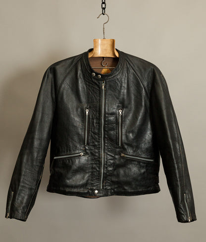1950s Italian Police Motorcycle Jacket Goatskin Leather Riri Zippers