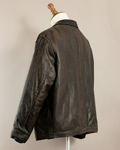 Vintage 1940s German Leather Motorcycle Jacket- XL (46)