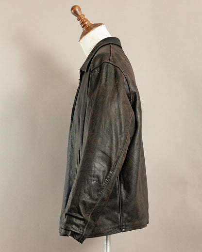 Vintage 1940s German Leather Motorcycle Jacket- XL (46)