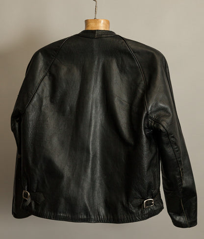 1950s Italian Police Motorcycle Jacket Goatskin Leather Riri Zippers