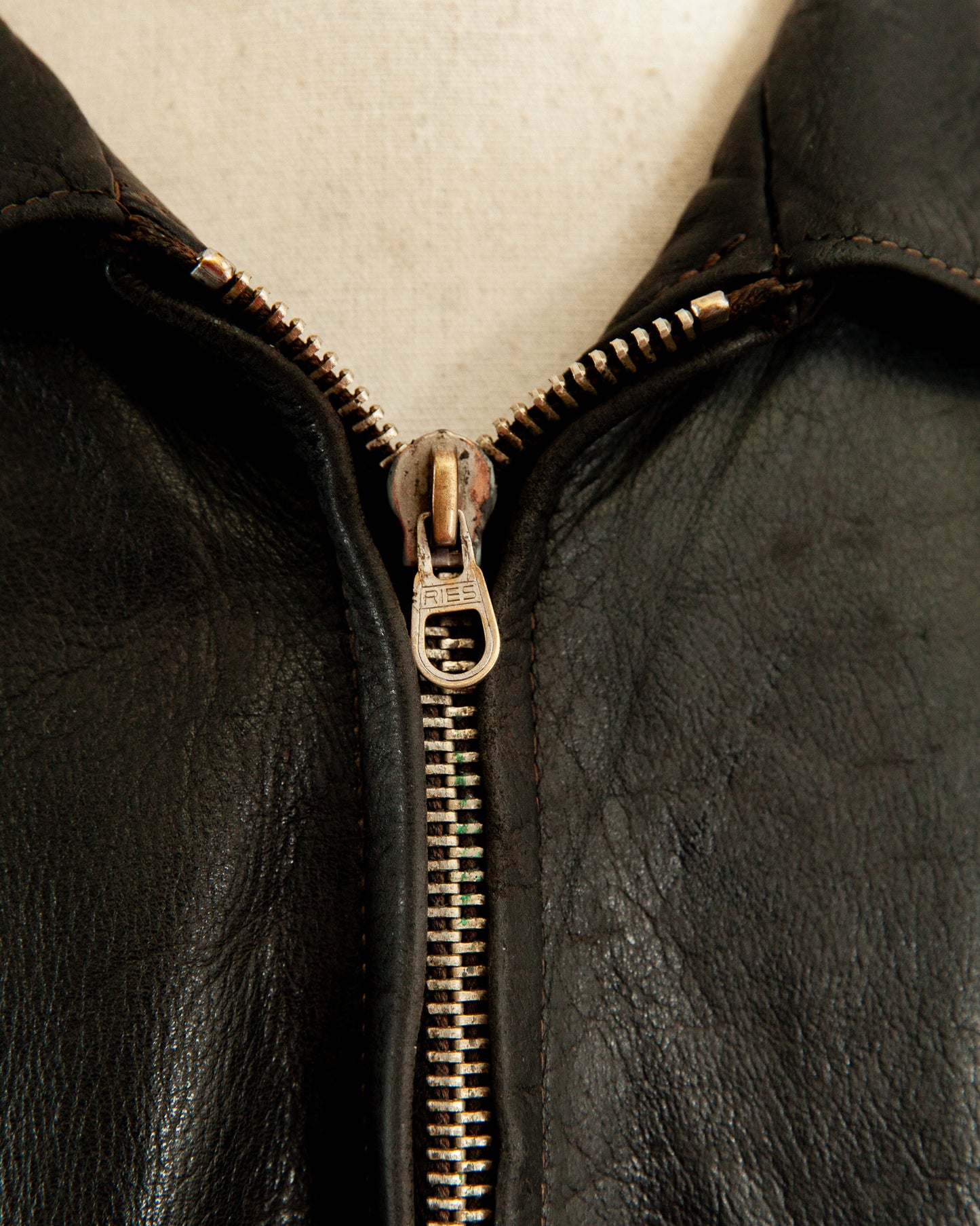 Vintage 1940s German Leather Motorcycle Jacket- XL (46)