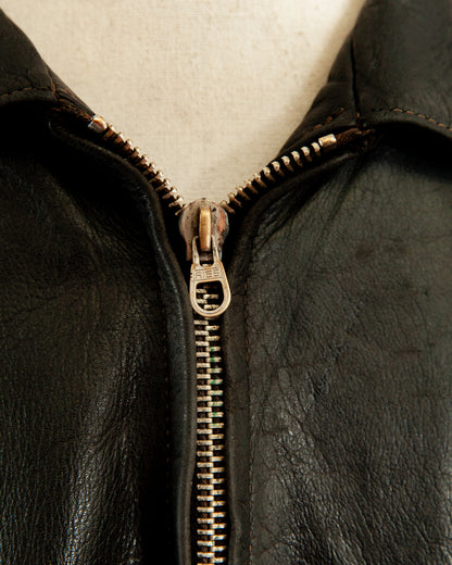 Vintage 1940s German Leather Motorcycle Jacket- XL (46)