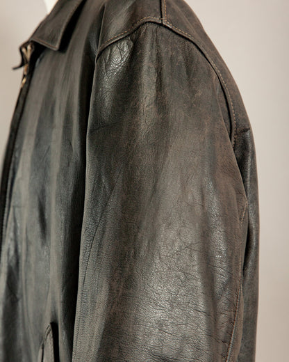 Vintage 1940s German Leather Motorcycle Jacket- XL (46)