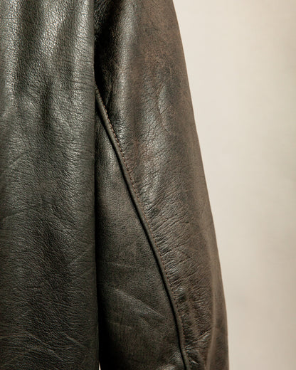 Vintage 1940s German Leather Motorcycle Jacket- XL (46)
