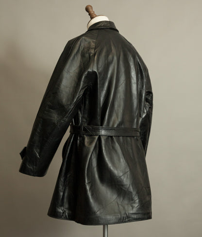 1950s Italian Police Senior Officer Horsehide Leather Trench Coat