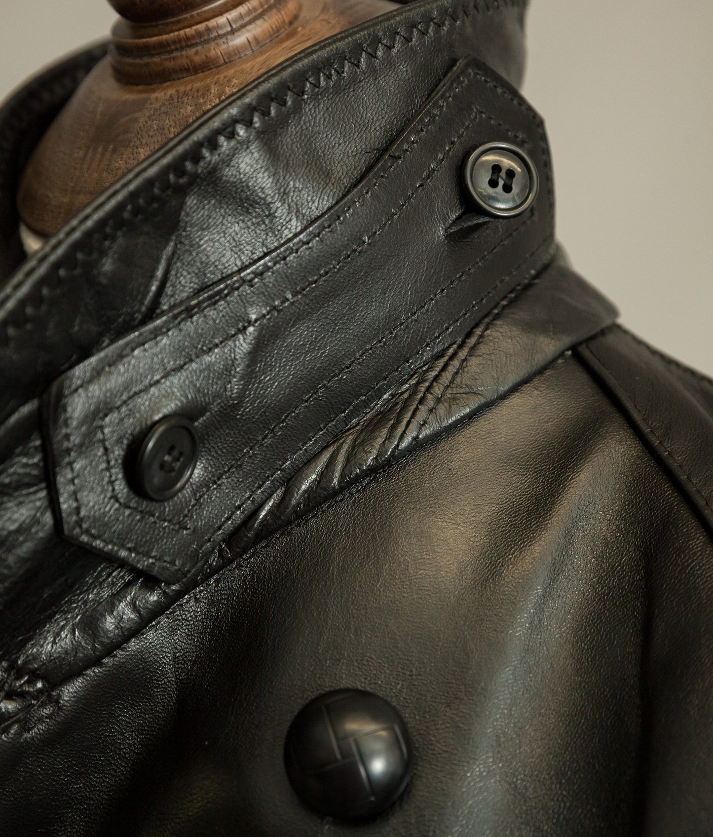 1950s Italian Police Senior Officer Horsehide Leather Trench Coat