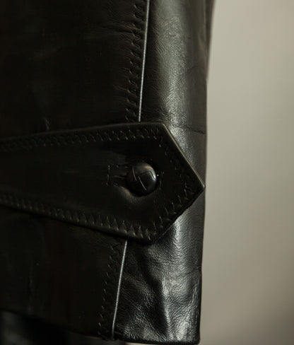 1950s Italian Police Senior Officer Horsehide Leather Trench Coat