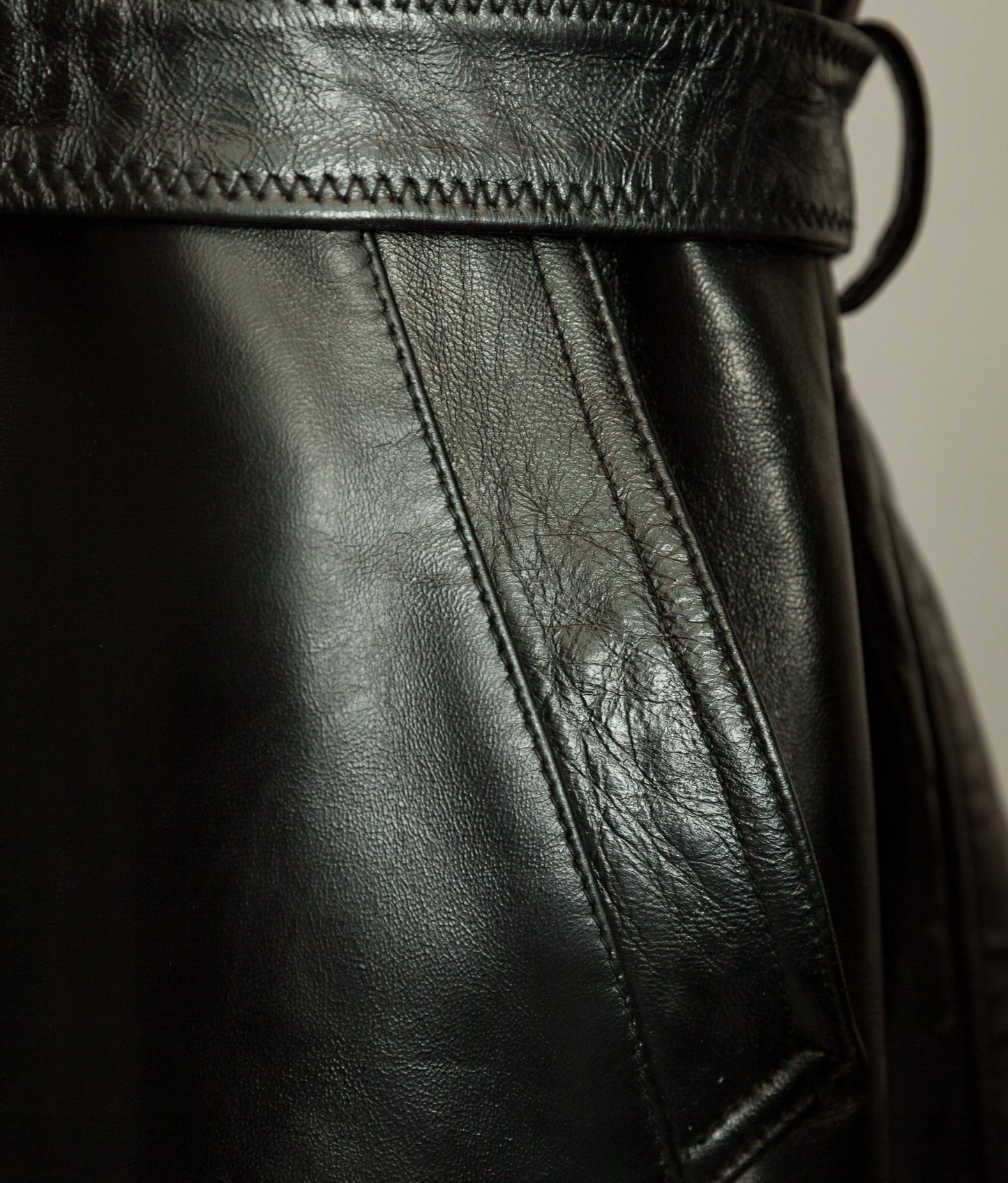 1950s Italian Police Senior Officer Horsehide Leather Trench Coat