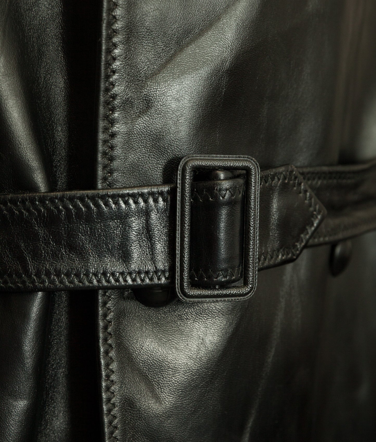 1950s Italian Police Senior Officer Horsehide Leather Trench Coat