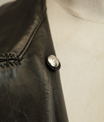 1950s Italian Police Senior Officer Horsehide Leather Trench Coat