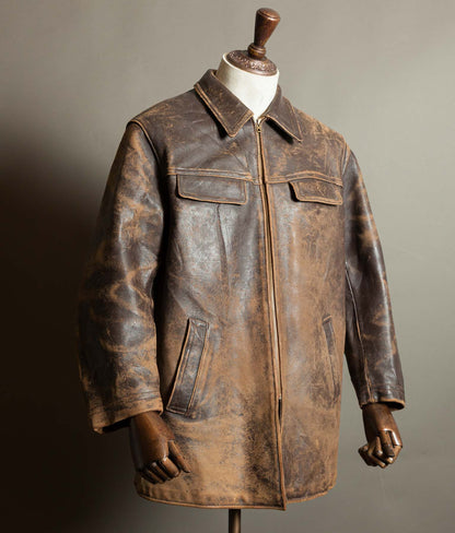 Original 1950s Grillon French Vachette Leather Workwear Jacket